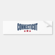 Connecticut Three Stars Design Bumper Stickers