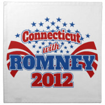 Connecticut with Romney 2012 Cloth Napkins