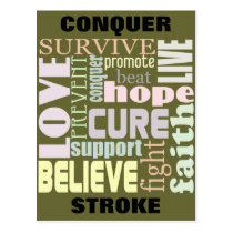 Conquer Stroke Inspirational Postcard postcards