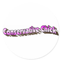 Conservative Chick Pink and White Round Stickers