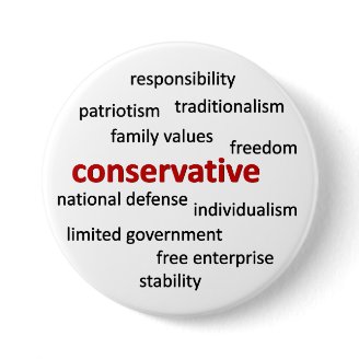 Conservative philosophy and values pinback buttons