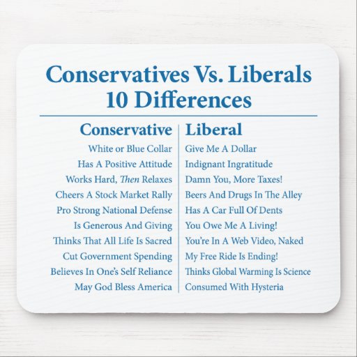 Conservatives Vs. Liberals 10 Differences Mouse Pad Zazzle