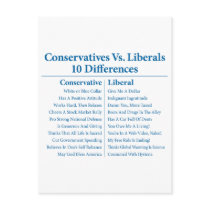 Conservatives Vs. Liberals 10 Differences Postcards