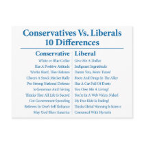 Conservatives Vs. Liberals 10 Differences Postcards