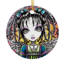 constance, stained, glass, angel, fairy, faery, fae, faerie, fantasy, art, myka, jelina, mika, angels, Ornament with custom graphic design