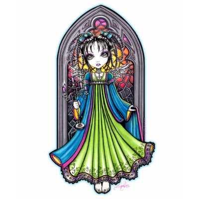 Constance Stained Glass Angel Top Tshirts by mykajelina