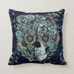 Constant, navy blue butterfly skull pillows