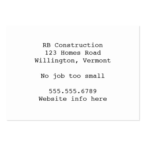 Construction and Builder's Business Card Template (back side)