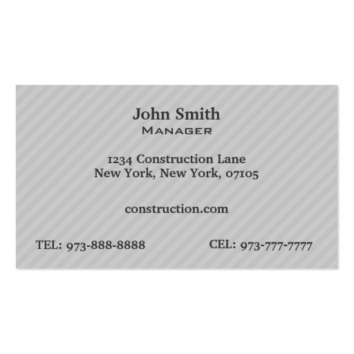 Construction and Maintenance Business Cards (back side)
