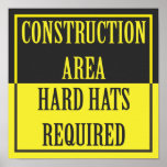 CONSTRUCTION AREA - HARD HATS REQUIRED PRINT