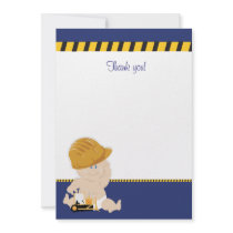 Construction Baby (Navy Blue) Flat Thank You note Personalized Invite