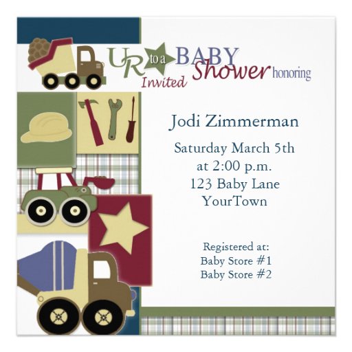 construction_baby_shower2, Jodi Zimmerman, Satu... Personalized Invitation