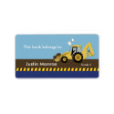 Construction Backhoe Bookplate label
