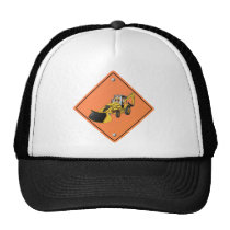 Construction Backhoe Cartoon Sign.png Trucker Hat