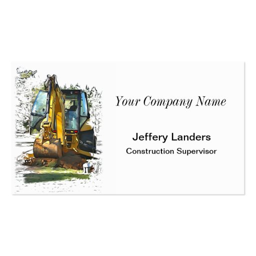 Construction Backhoe Illustration Business Card (front side)