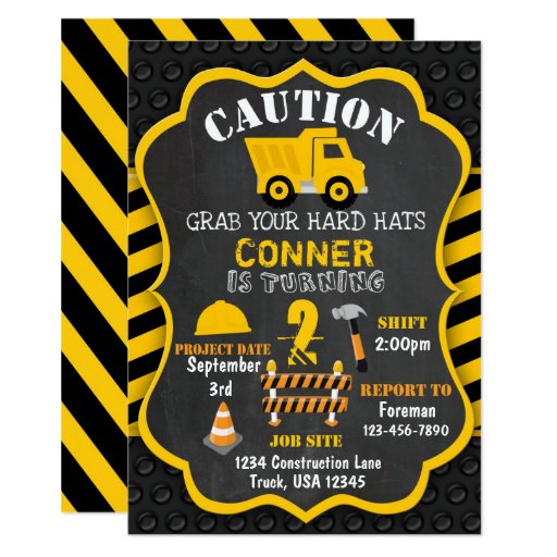 Construction Birthday Invitation Dump Truck Zazzle Construction Themed Birthday Invitation Templates