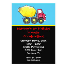 Construction Birthday Invitations