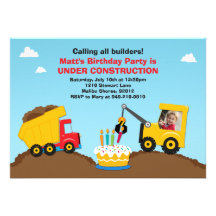 Construction Birthday Party Invitation