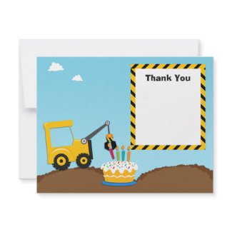 Construction Birthday Party Thank You Card invitation