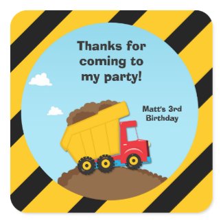 Construction Birthday Party Thank You Stickers sticker