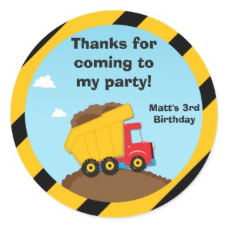Construction Birthday Party Thank You Stickers sticker