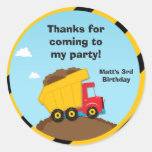 Construction Birthday Party Thank You Stickers