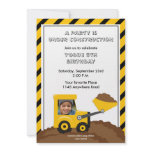 Construction Birthday Photo Invitation