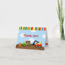 Construction Birthday Thank you note cards cards by Lit