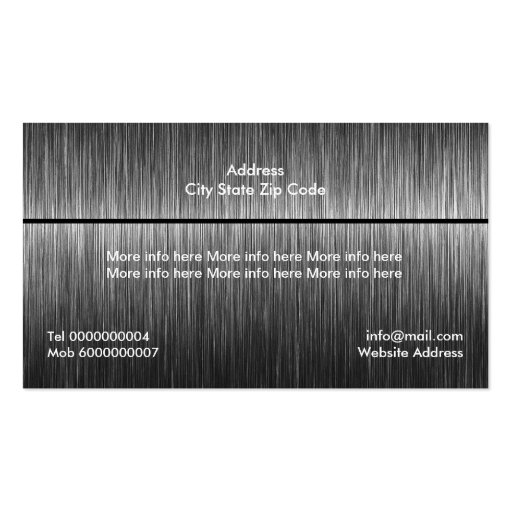 Construction black grey metal custom business card template (back side)