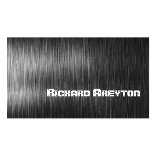 Construction black grey metal custom business card template (front side)