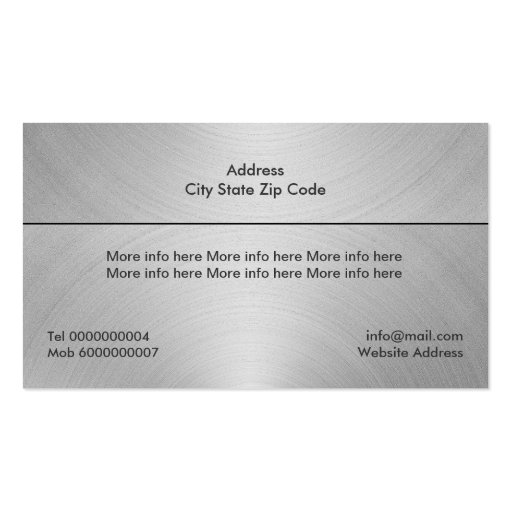 Construction black grey metal custom business card (back side)