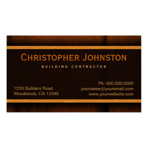 Construction Builder Contractor Wood Business Card (back side)