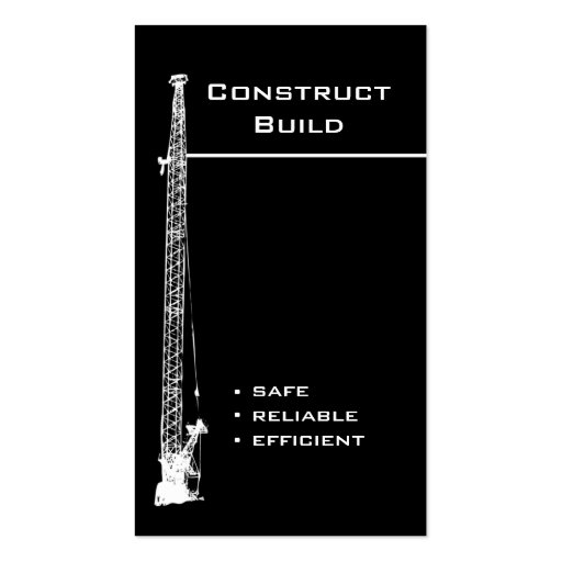 Construction Business Card black white crane