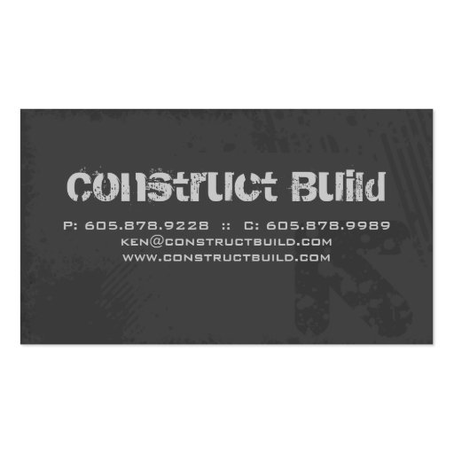 Construction Business Card Grunge gray (back side)