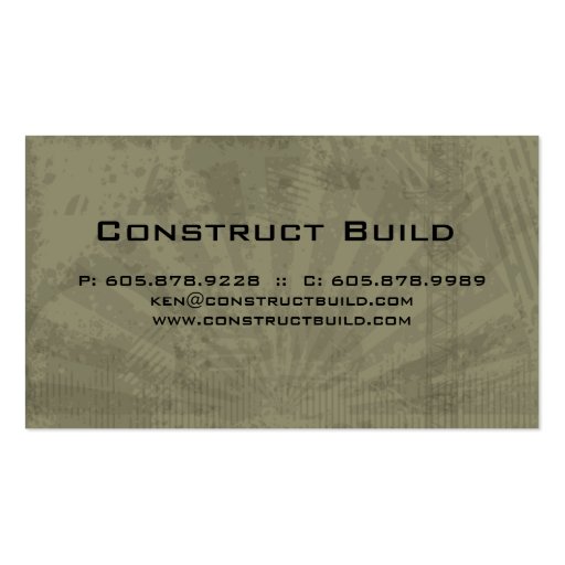 Construction Business Card Grunge green (back side)