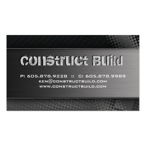 Construction Business Card Grunge metal dots (back side)