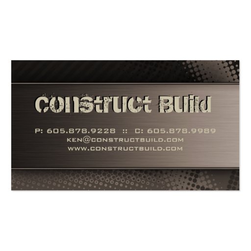 Construction Business Card Grunge metal dots brown (back side)