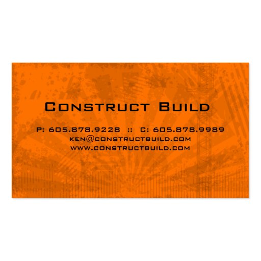 Construction Business Card Grunge orange (back side)