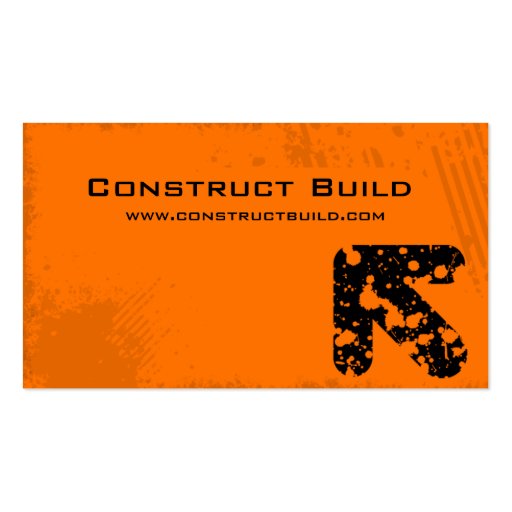 Construction Business Card Grunge orange (front side)