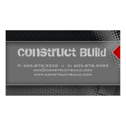 Construction Business Card Grunge red dots (back side)