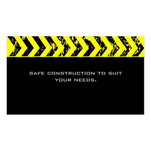 Construction Business Card Grunge yellow black (back side)