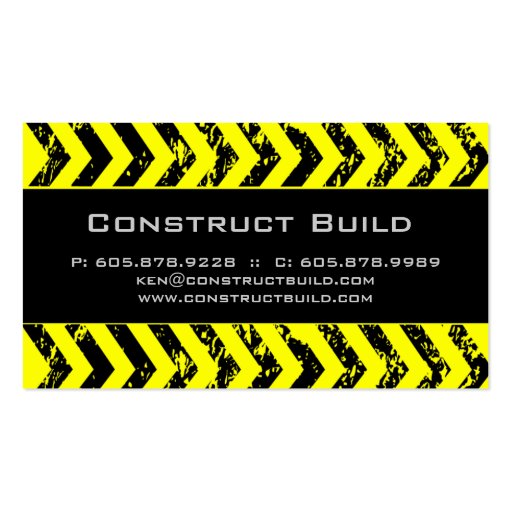Construction Business Card Grunge yellow black (front side)