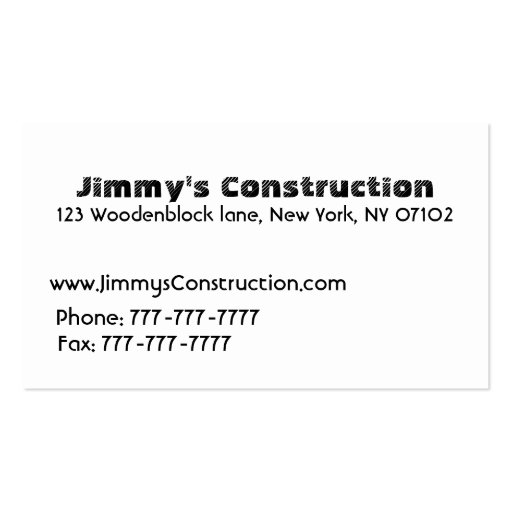construction business cards (back side)