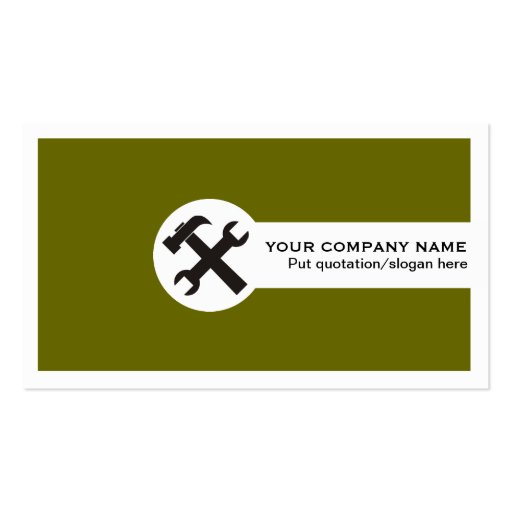 Construction business cards olive green (front side)