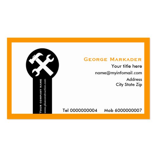 Construction business cards-orange (back side)