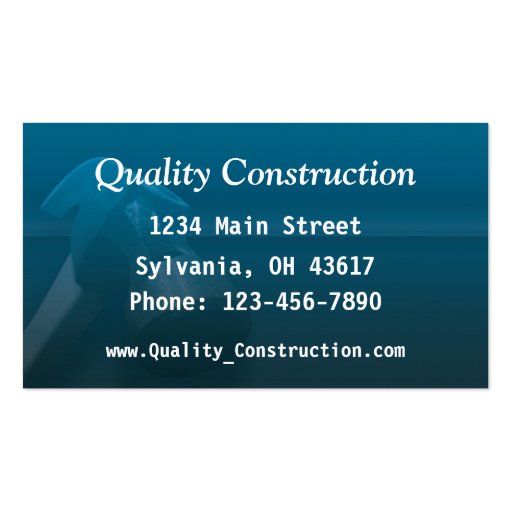 Construction Card Business Cards (back side)