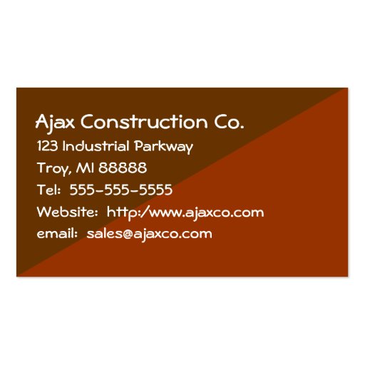 Construction Card For Builder Contractor Business Card