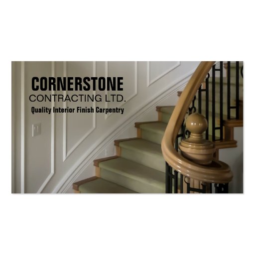 Construction Carpentry Contractor Staircase Trims Business Card Template (front side)