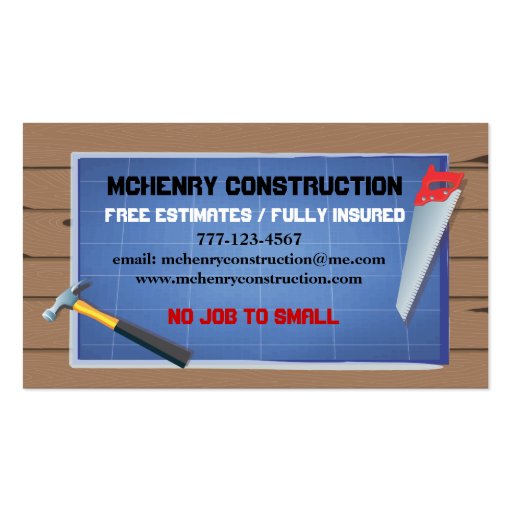 Construction Company Business Cards (back side)