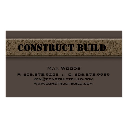 Construction Contractor Business Card Granite (front side)